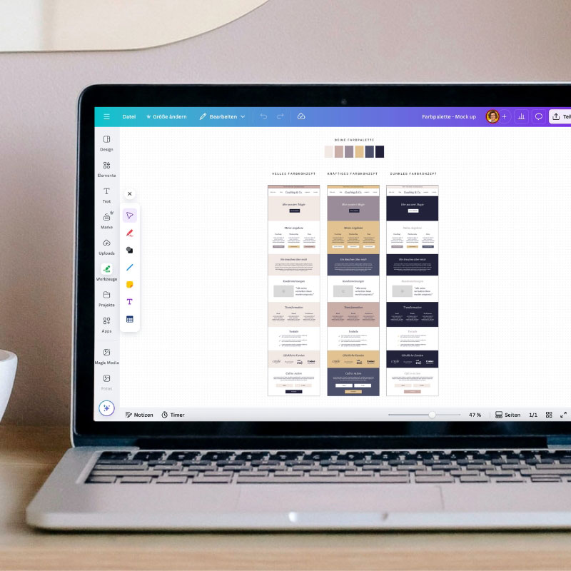 brandingfarben tester canva mockup