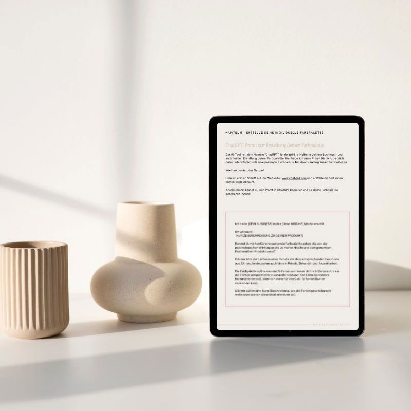 chatgpt promt brandingfarben, mockup ipad