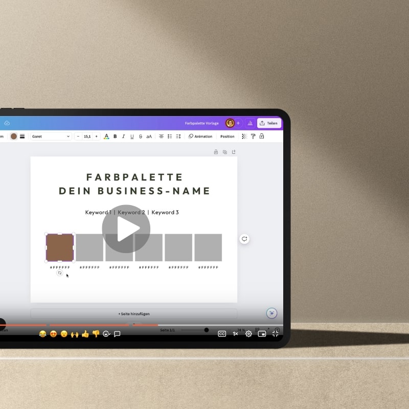 video farbpalette canva mockup